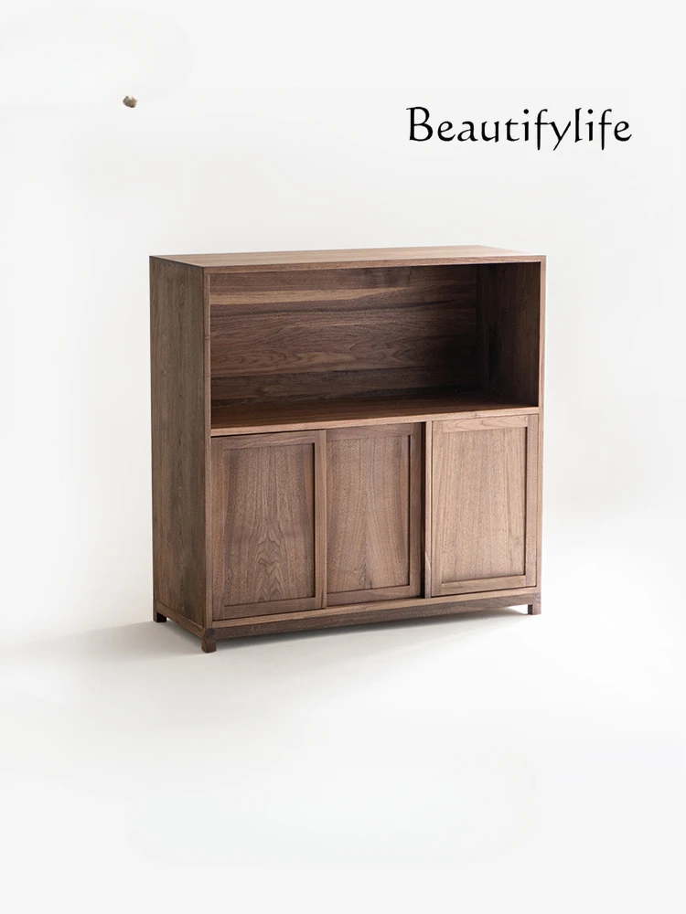 White Oak Waist Cabinet Living Room Storage Locker Modern Simple Side Cabinet Black Walnut Full Solid Wood