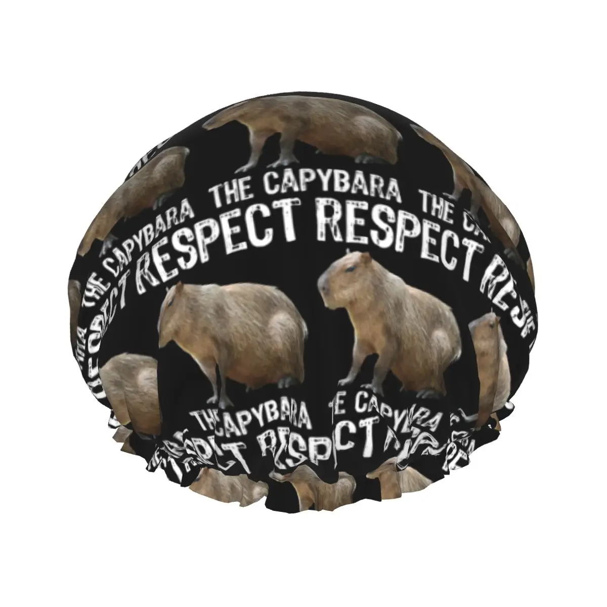 Custom Respect The Capybara Funny Rodent Capibara Shower Caps for Women Elastic Waterproof Quick Drying Bath Hair Cap