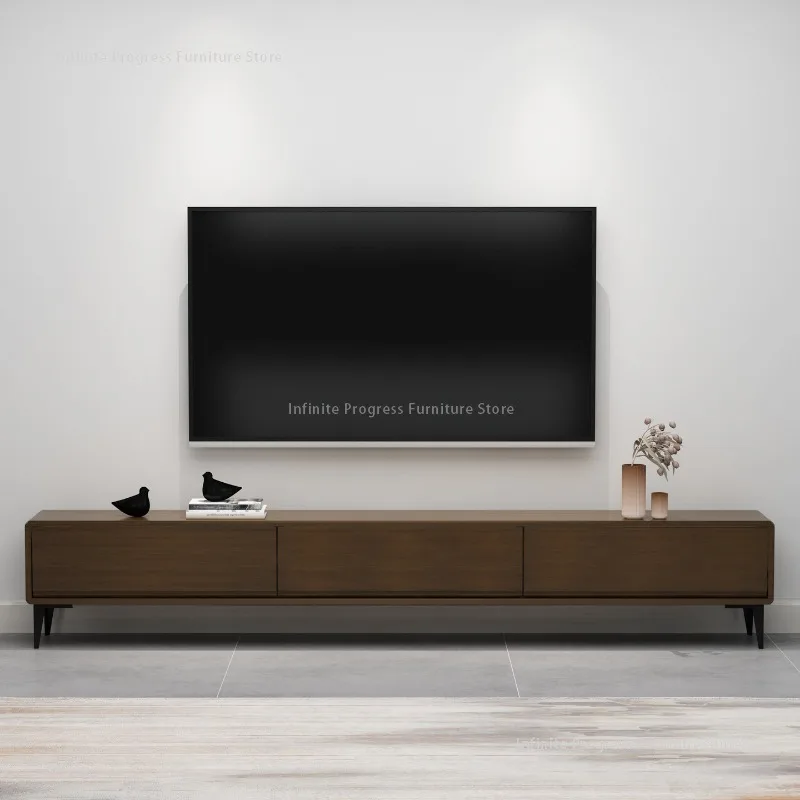 Nordic Retro Solid Wood TV Stand Modern Minimalist Living Room Floor Cabinet with Silent Drawers Furniture Mueble Para Tv FYTS
