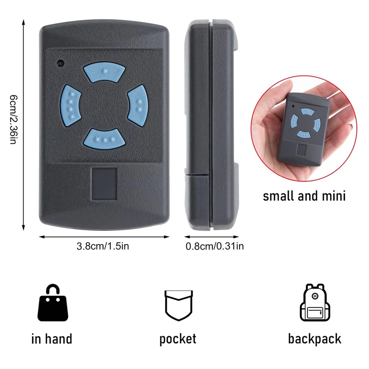 2 Pack Garage Door Remote Control Transmitter for HSM4-868 HSE2-868 HS4-868 HSM2-868 868MHz Gate Opener Fob