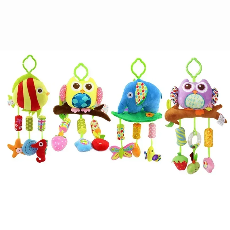Newborn Baby Plush Stroller Toys Crib Baby Rattles Mobiles Cartoon Animal Hanging Bell Educational Baby Toy 0-12Months Speelgoed