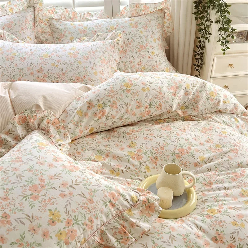 

New Ultra Soft Touch Floral Style Cover 100% Cotton Ruffle Bedding Set Duvet Cover Single or Douple200x230