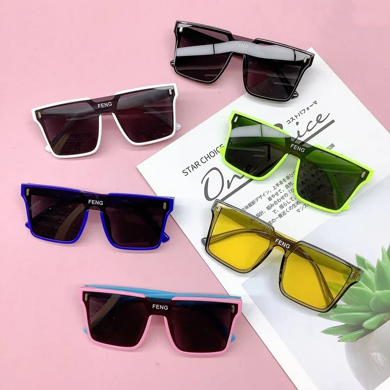 Koreanischen Stil Kinder Sonnenbrille Kinder Junge Mädchen Retro Nette Quadratische Rahmen Sonnenbrille UV400 Brillen – Detail 6