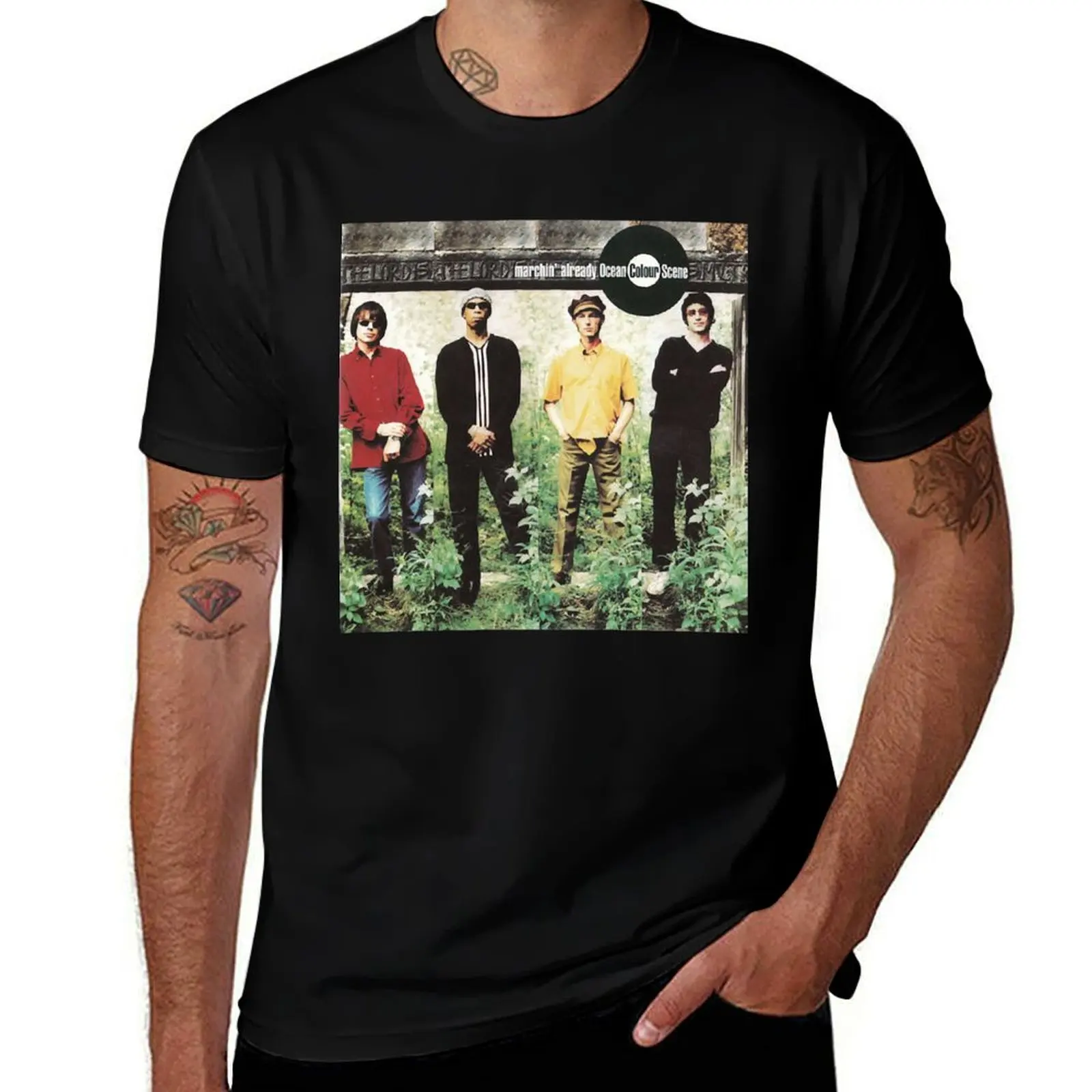 Ocean Colour Scene Marchin&x27; Already T-Shirt.png T-Shirt Short sleeve tee vintage clothes heavyweights men t shirts