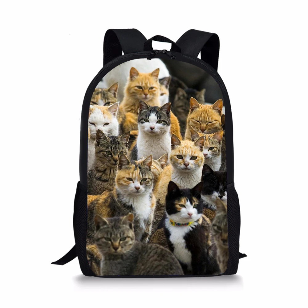 

School Bags For Girls Boys Cute Animal Cat Print Kids Backpacks Women Mochila Student Backpack Book Bag Children Shoulder Bag