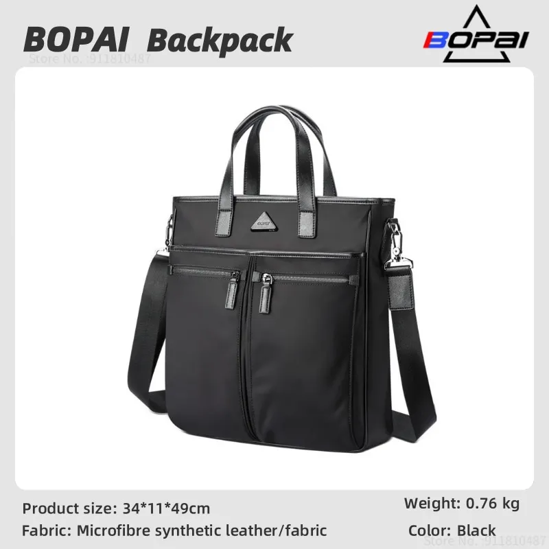 BOPAI Business Briefcase Men Handbag Large Capacity Office Laptop Messenger Bags Waterproof Travel Cross Body Computer Tote Male