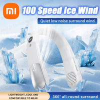 Xiaomi 100 Speed Hanging Neck Fan USB Rechargeable Mini Portable Charging Digital Display Silent Outdoor Small Fan Air Cooler