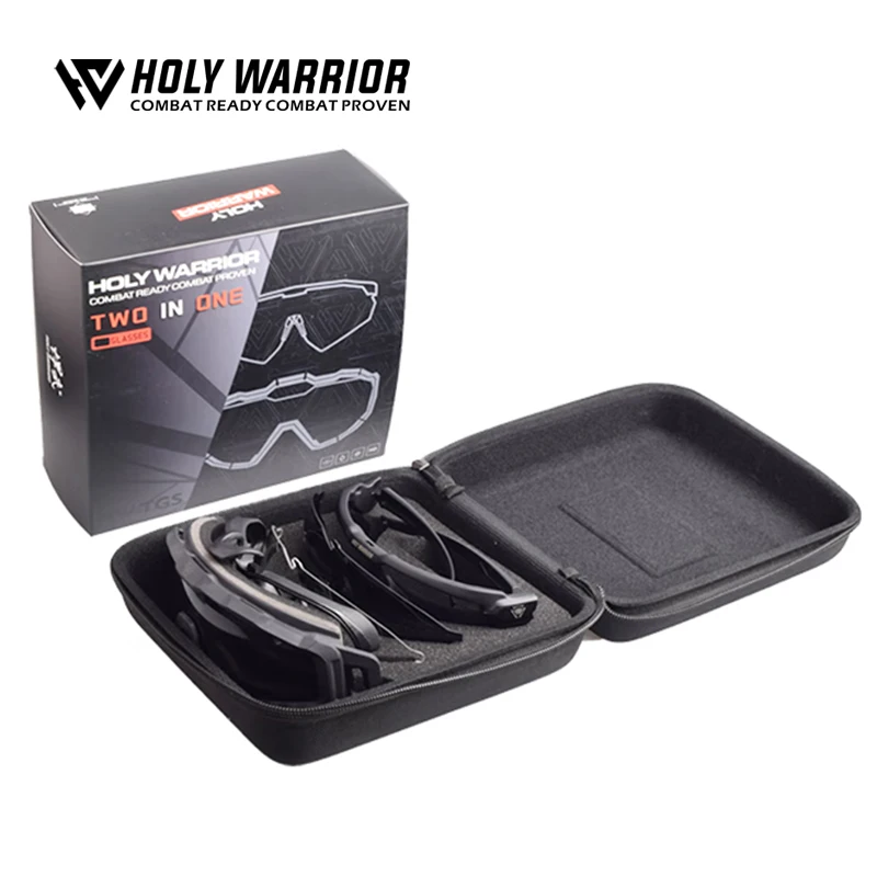 Holy Warrior Goggles Ballistic Glasses 3pcs of Lens Tactical Airsoft Hunting Air Gun Shooting Outdoor Set Combination EHY