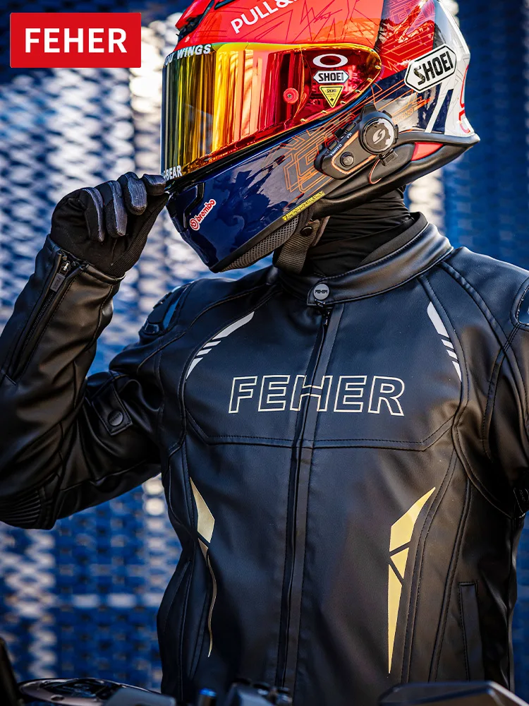 

FEHER кожаная мотоциклетная куртка, зимняя теплая одежда, ветрозащитная броня 7, CE, защитная мужская и женская мотоциклетная куртка Chaqueta