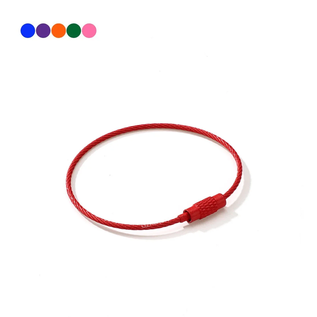 10pcs Colorful Stainless Steel Wire Keychain Cable Loop Set
