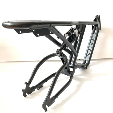 20-tums DIY-ram retro elektrisk tvåhjulig snöcykel med fettdäck i aluminiumlegering lätt invändig justering mjuk bakram 6 best sales minibike-ram - №5