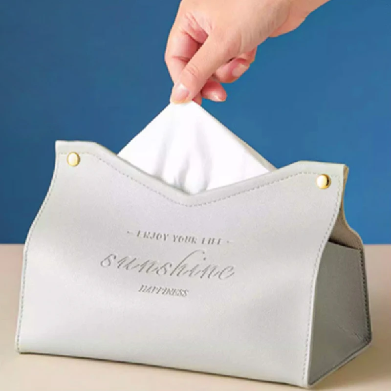 Solid Color Leather Tissue Box Multi-Purpose Napkin Storage for Living Room Dining Room Environmentally Friendly Creative Decor