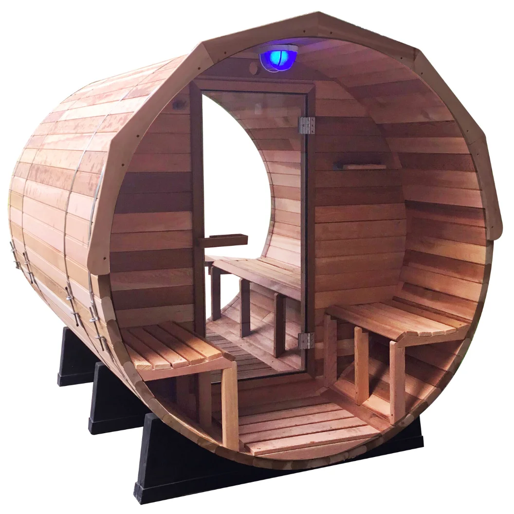 2026 Hot Modern Design Home Traditional Outdoor Wood Dome Sauna 2 Rooms Hemlock Solid Wood for Villa Exterior Use