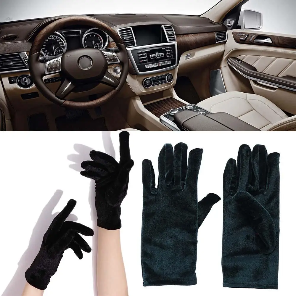 Gants de cyclisme en velours doré pour femme, mitaines de conduite, doigt complet, élastique, chaud, fête, automne, hiver