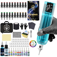 Tattoo Kit POSEIDON V5 Tattoo Pen Kit For Permanent Makeup Tattoo Machine Kit Blue Transparently Tattoo Power Supply Tattoo Kit