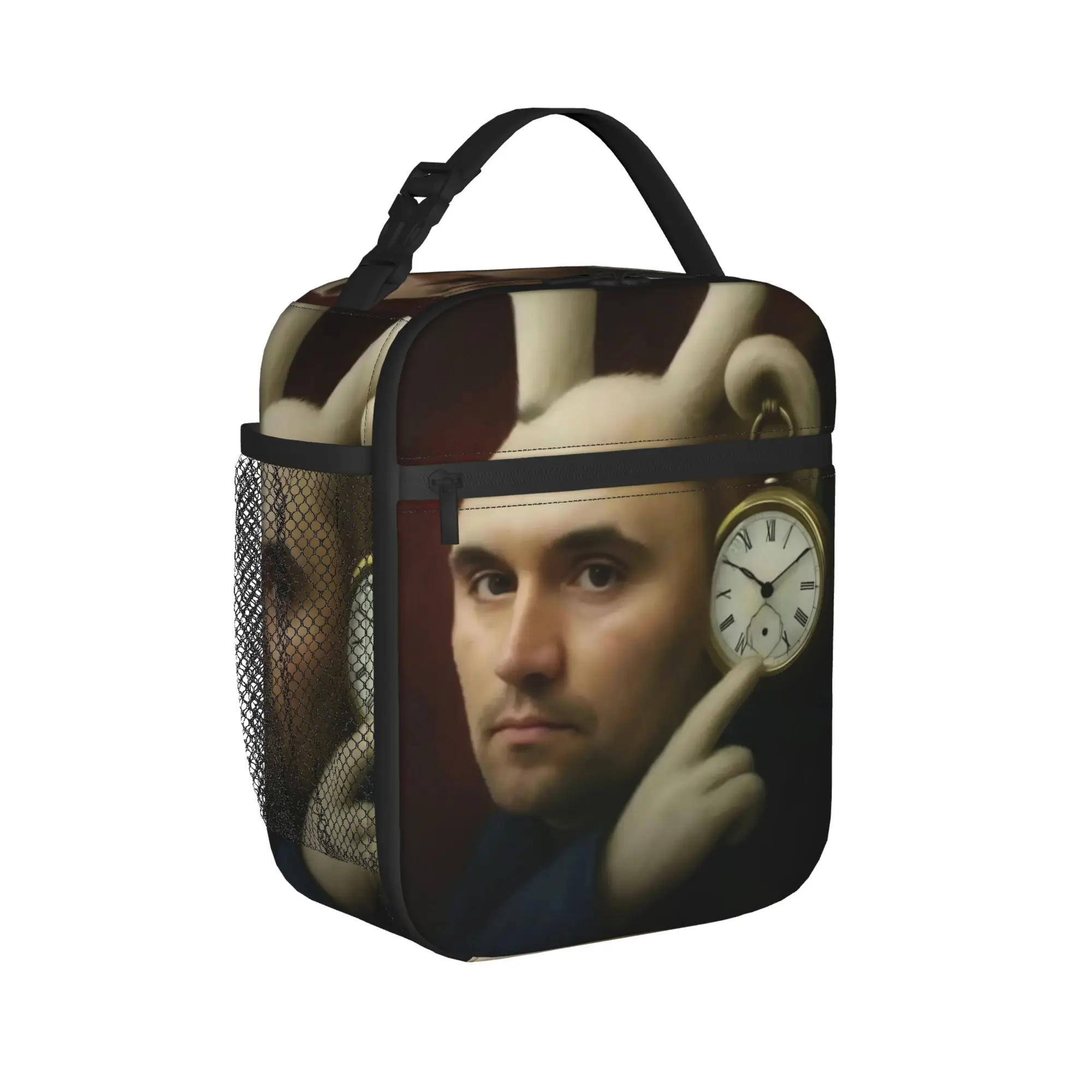 Charlie Kirk Rabbit Clock Insulated Lunch Bags Cooler Bag Reusable,Lunch Container Funny Meme Large Lunch Box Tote Food Handbags