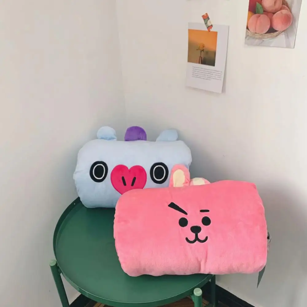 30CM Kawaii BT21 Anime Hobby Tata Rj Chimmy Cooky Shooky Mang Koya Cartoon Winter Pillow Girl Plush Hand Cover