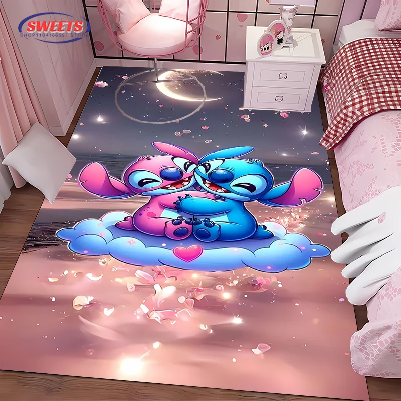 NO.5 Disney Lilo & Stitch Theme Carpet! Bedroom Living Room Bed Mat, Non-slip Exquisite Home Decor, Durable Machine Washable Rug