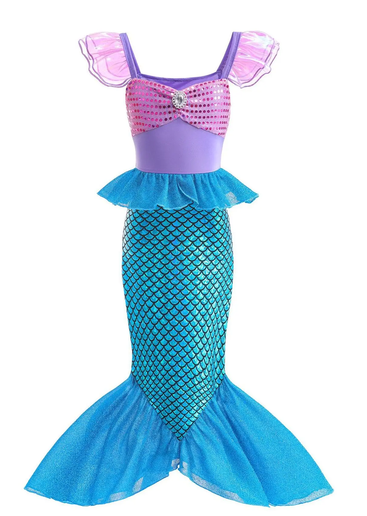 Gorgeous Color-Block Mermaid Princess Dress - Perfect for Performance, Birthday Parties & Cosplay!#E77