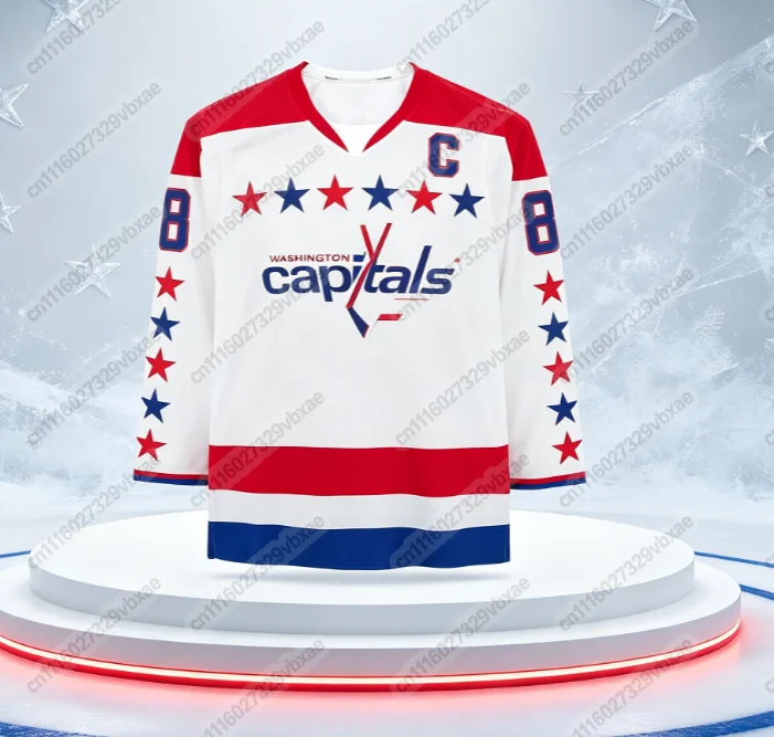 Washington Capitals Ice Hockey Jersey Capital Hockey Uniform Unisex Adult Summer Autumn Spring Fiber Blend Fabric FamilyMatching