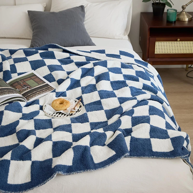 Sofa Covering Blanket Scandinavian Style Blanket Knitted Blanket Air Conditioning Small Blanket Checkerboard Plaid