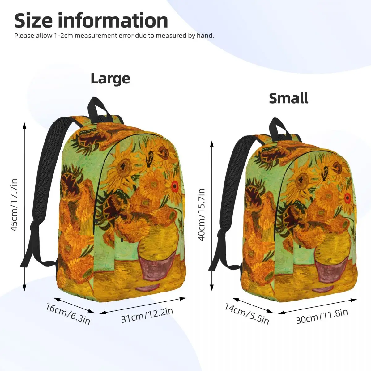 Mochila de pintura al óleo de girasoles de Van Gogh para hombres y mujeres, mochila fresca para escuela secundaria, negocios, bolsas de lona para computadora portátil, regalo