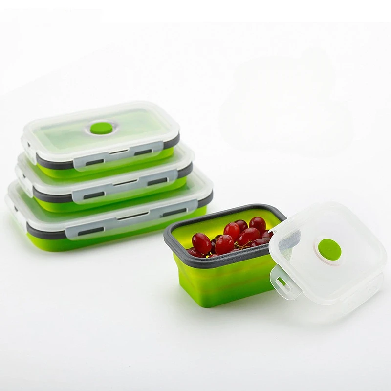 1pc Collapsible Silicone Food Lunch Box Dinnerware Foldable Fruit Salad Storage Food Box Container Tableware BPA Free