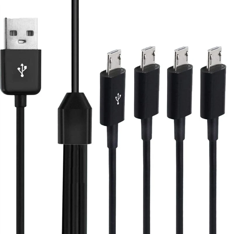 Cable de carga Micro USB 4 en 1, Cable múltiple para múltiples dispositivos, 4 tabletas o teléfonos, envío directo simultáneo