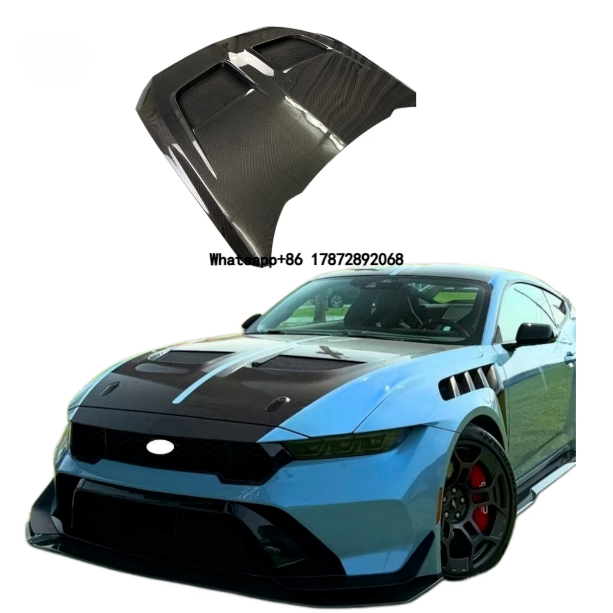 Fits for Mustang Carbon Fiber Hood 2024 Mustang GT-D Drilled Hood Front Engine Cover Body Kit