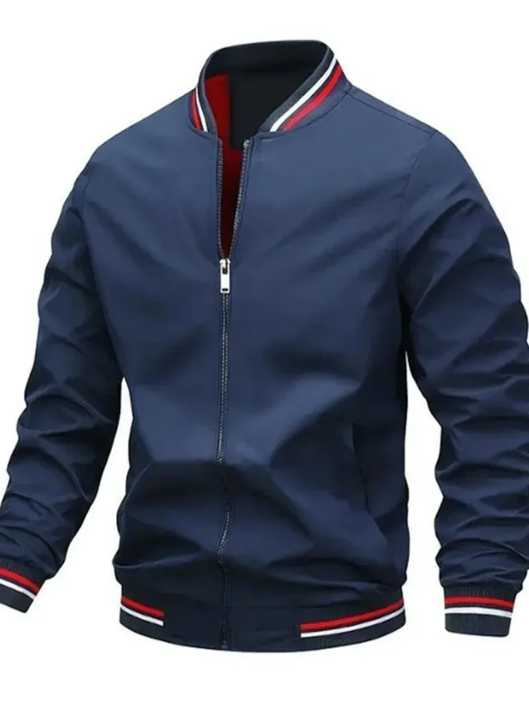 New Spring Autumn Fashion Solid Color Outdoor Windproof Baseball Jacket Men Casual Loose Plus Size High Quality Coat Streetwear