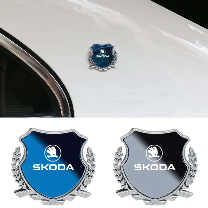 Metal Car Sticker Emblem Exterior bodywork For Skoda Octavia Kodiaq Fabia Superb Karoq Yeti Rapid Mk3 Vrs Accessories Key case