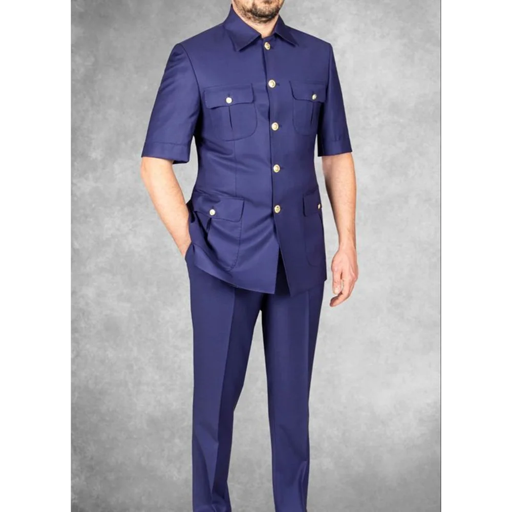 Costume Chic à Simple Boutonnage pour Homme, Tenue d'Été Décontractée et Basique, à Manches Courtes, Couleur Unie, pour ixde Mariage, Smoking, 2 Pièces