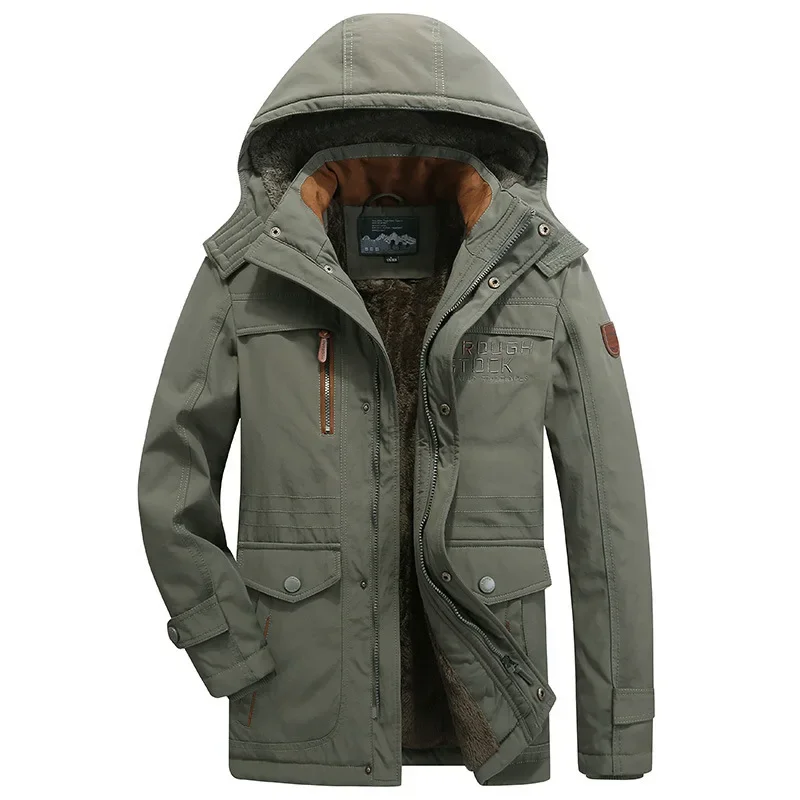 Parka salvaje Vintage para hombre, Abrigo con capucha, forro polar grueso, chaqueta cálida, senderismo, caza, montaña a prueba de frío, Invierno