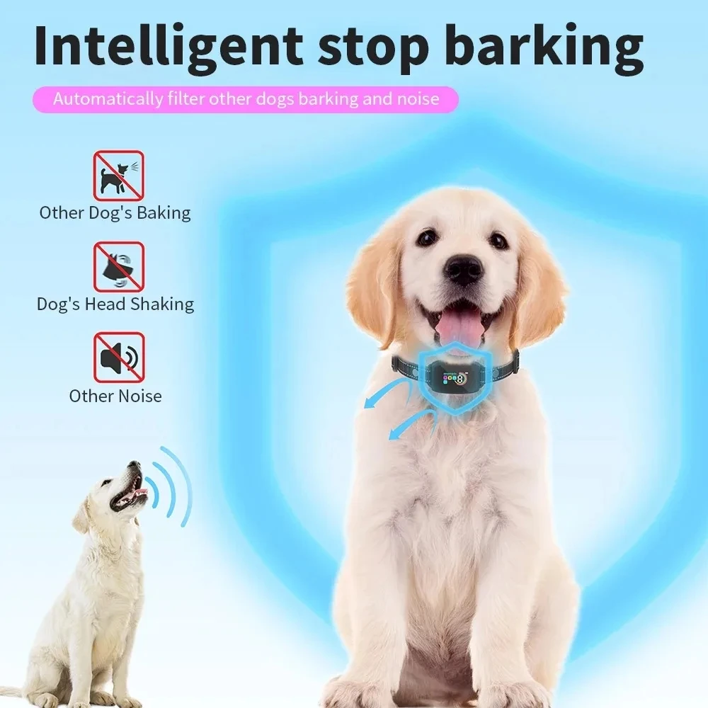 Electric Color screen pet Stop anti-bark device Type-C rechargeable dog training Collar automatic voice control to prevent bark - view 6