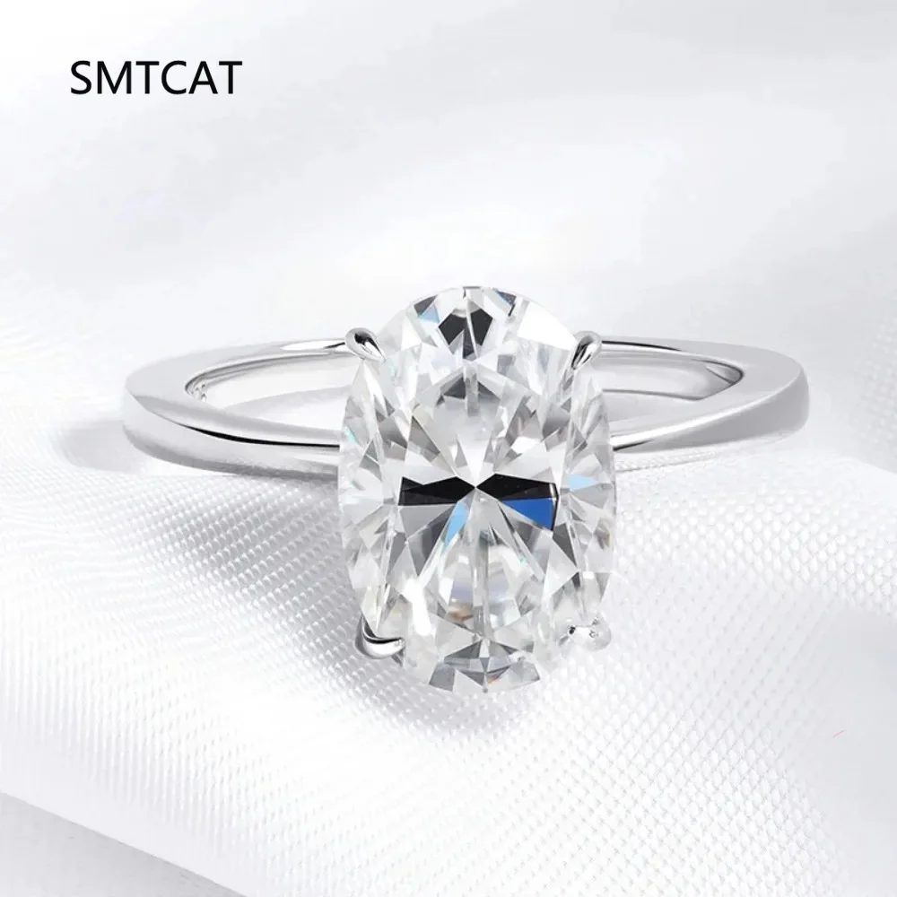 

Женские кольца с имитацией муассанита овальной огранки 1-4 карата, сверкающие бриллианты, стерлинговое серебро 925 пробы, обручальное кольцо, ювелирные изделия Anel