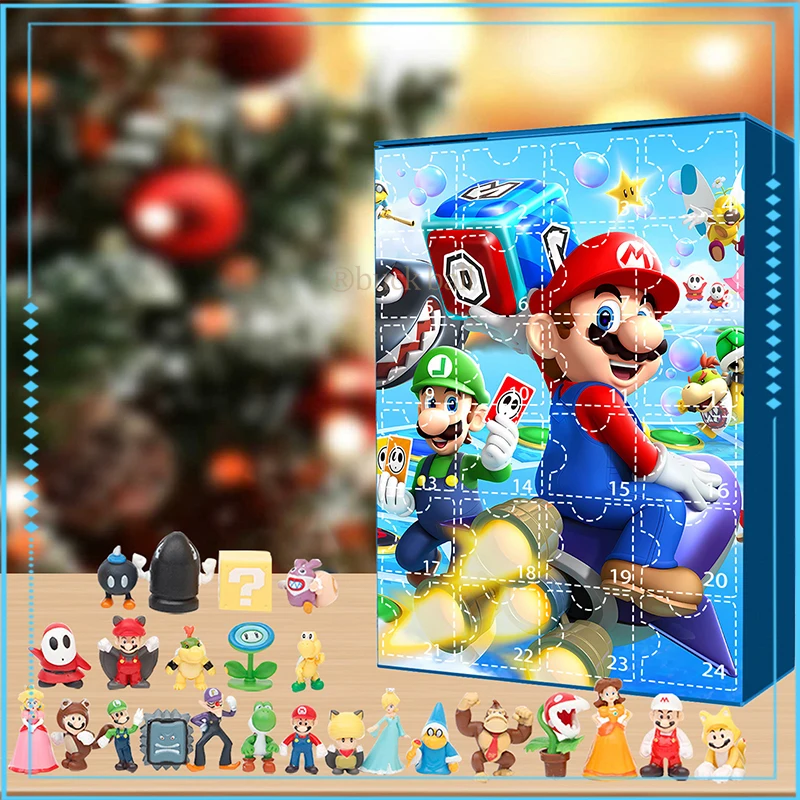 

24pcs Super Mario Bros Christmas Advent Calendar Box Toys Kawaii Anime Figure Pvc Figurine Model Doll Toy Christmas Gifts Kids