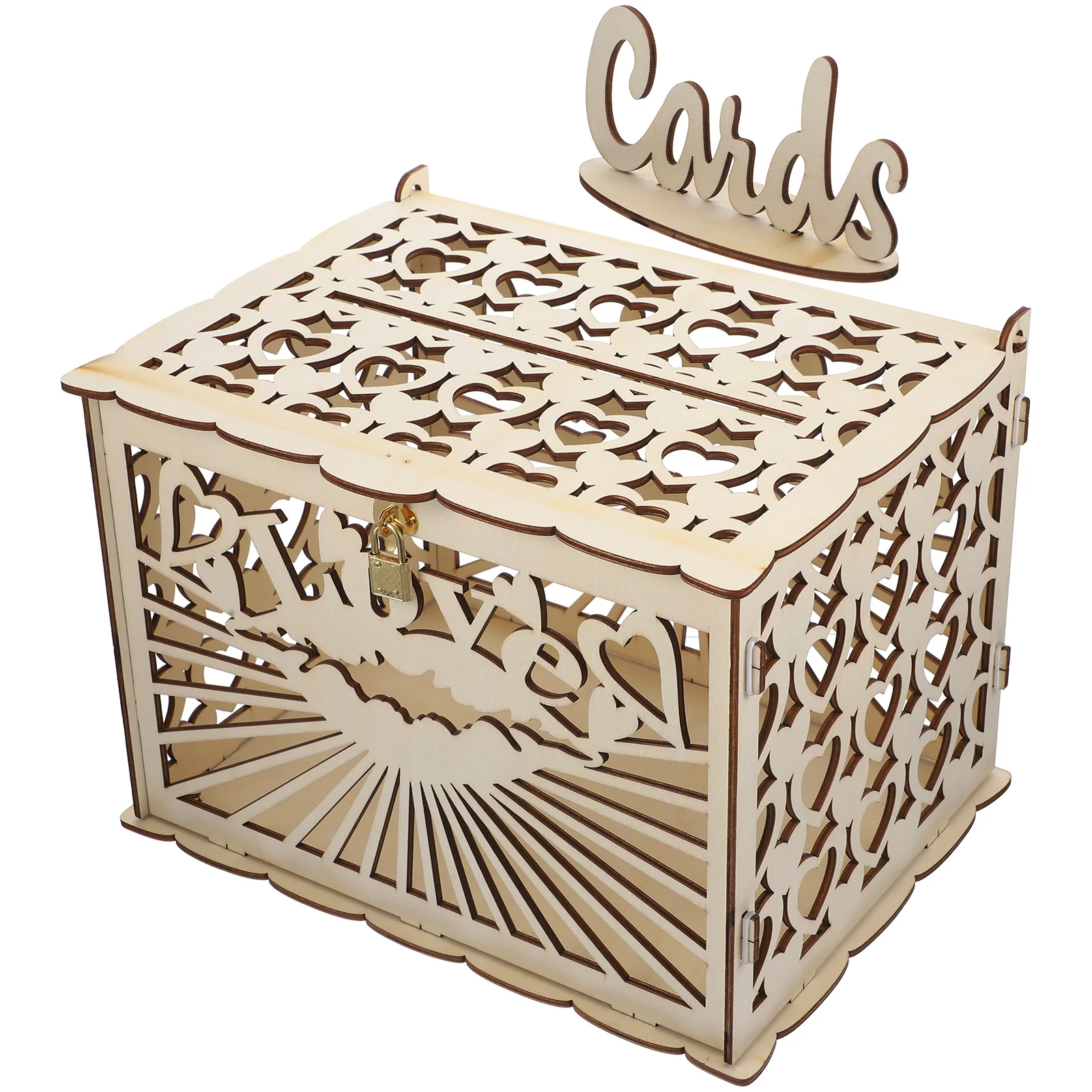 

Sign-in Box Ornaments Convenient Card Boxes for Wedding Wood Holder Love Decoration Case Greeting Cards