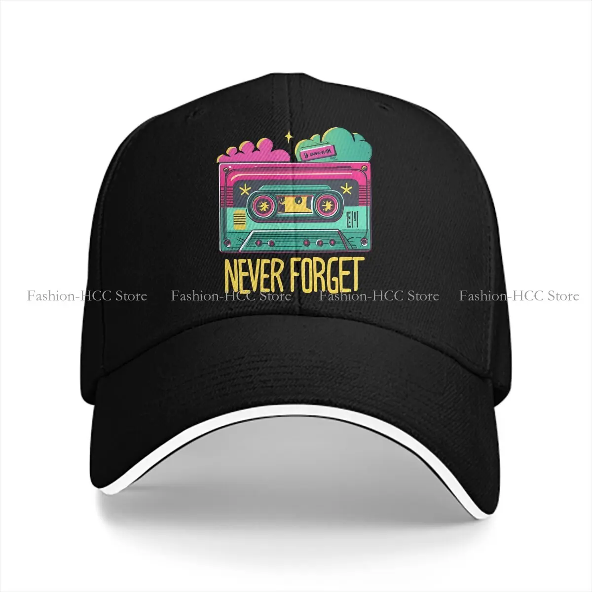 Washed Men's Baseball Cap Cassette Colorful Trucker Snapback Caps Dad Hat Tape Never Forget