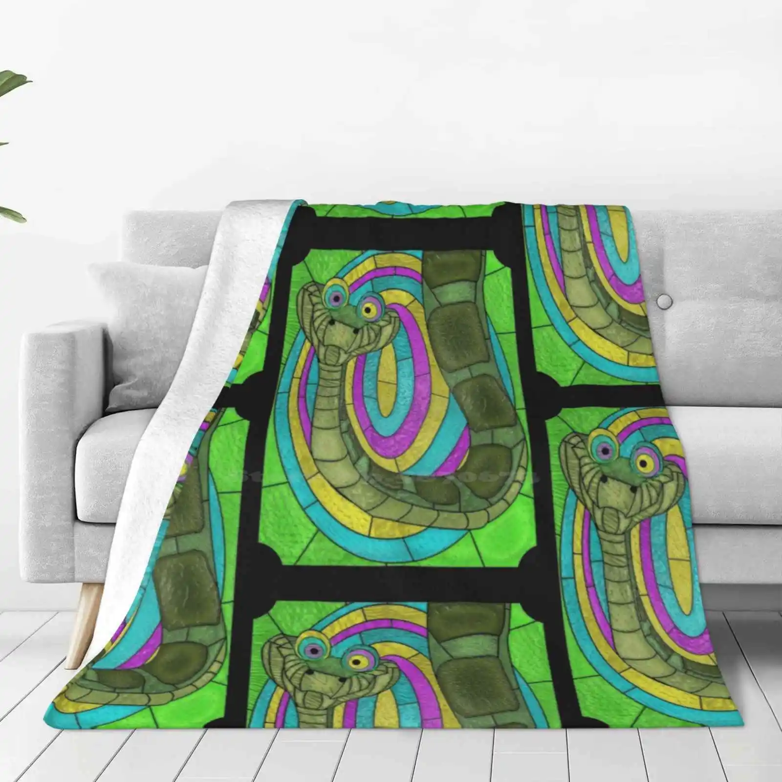 Trust In Him-Stained Glass Villains Best Selling Room Household Flannel Blanket Kaa Jungle Book Villain Snake Uncle Frogface image 2