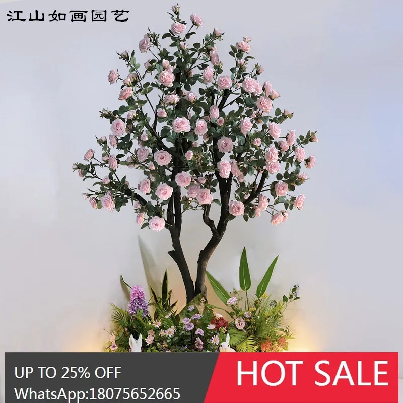 simulation rose tree camellia osmanthus tree room floor-to-ceiling ornament landscaping decoration