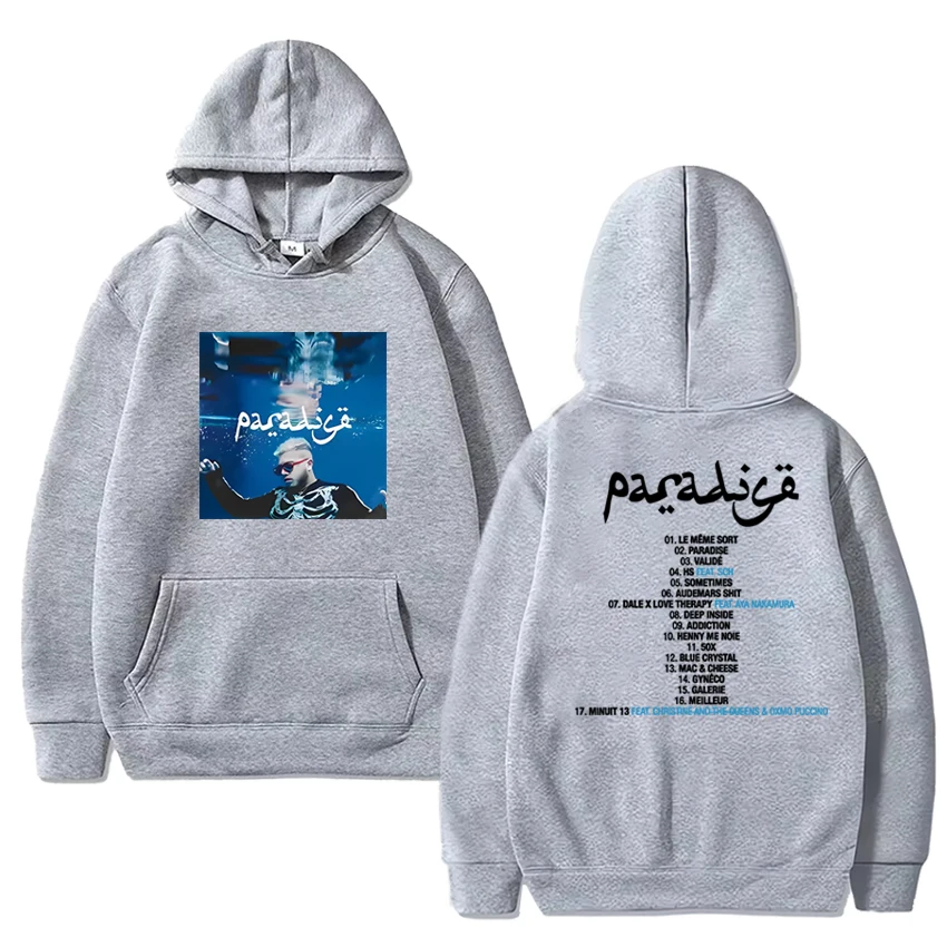 حار مغني الراب هامزا جولة 2025 ألبوم غطاء مزدوج الوجهين طباعة الشارع الشهير للجنسين خمر كنزة بغطاء رأس من الصوف الرجال النساء بلوزة غير رسمية