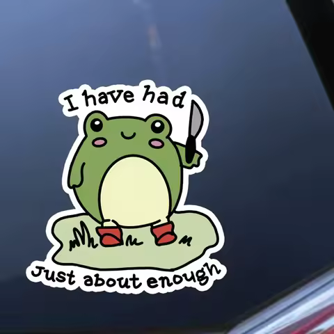 1pc Funny Cute Frog Pattern Car Sticker Decorative Window Bumper Sticker External Accessories Waterproof Vinyl Decal