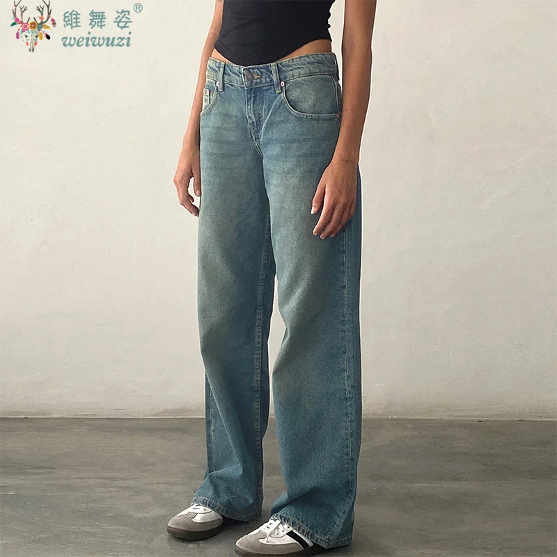 

Женские джинсы, универсальные джинсовые брюки с высокой талией, повседневные прямые брюки Y2k, модные уличные свободные брюки, осенняя уличная одежда