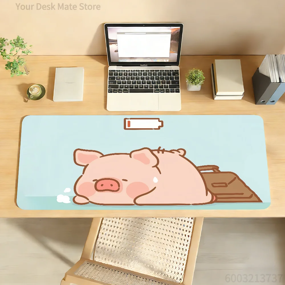 Cartoon Lulu the Piggy Mouse Pad Non-slip Locking Edge DeskMat PC Laptop Accessories Rubber Office Keyboard Large Game