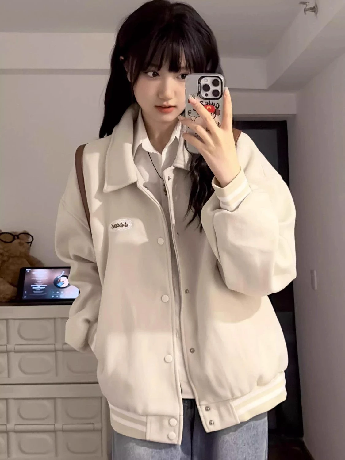 

Бейсбольные куртки в стиле хип-хоп, женские осенние пуховики на флисовой подкладке, двубортные, крутая, винтажная, уличная одежда, с двусторонним принтом, минималистичный OL