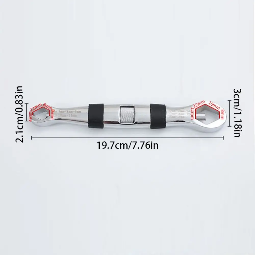 مفتاح ربط عالمي قابل للتعديل CR-V مفتاح 7-19 مللي متر مفتاح ربط قابل للتعديل متعدد الوظائف تدوير نهاية مزدوجة أداة يدوية مرنة #6