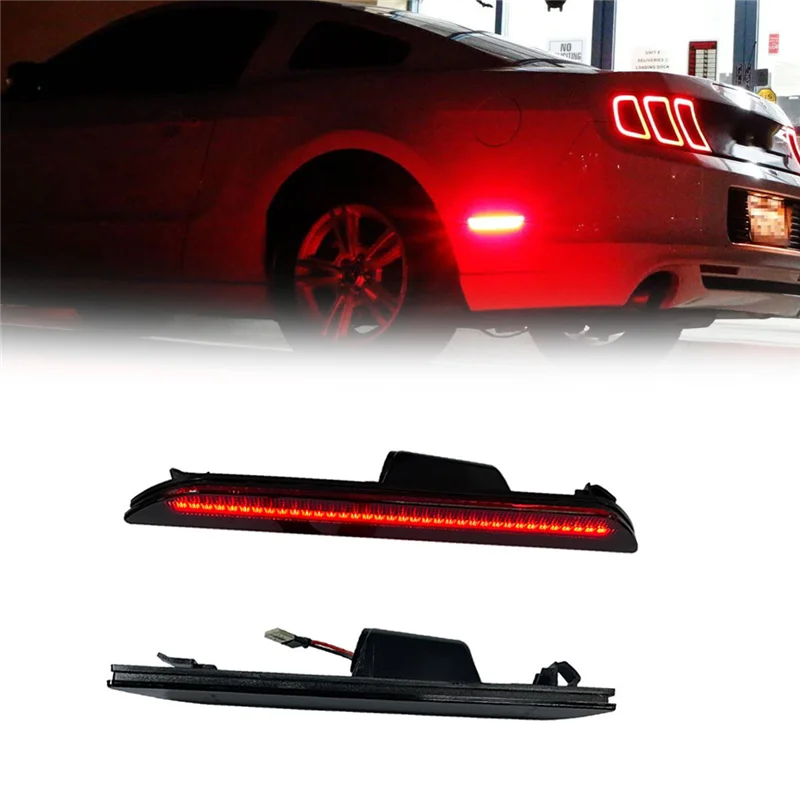 1Pair Smoked Lens White LED Rear Side Marker Light for Ford-Mustang 2015-2022 Replace Back Bumper Sidemarker Lamps