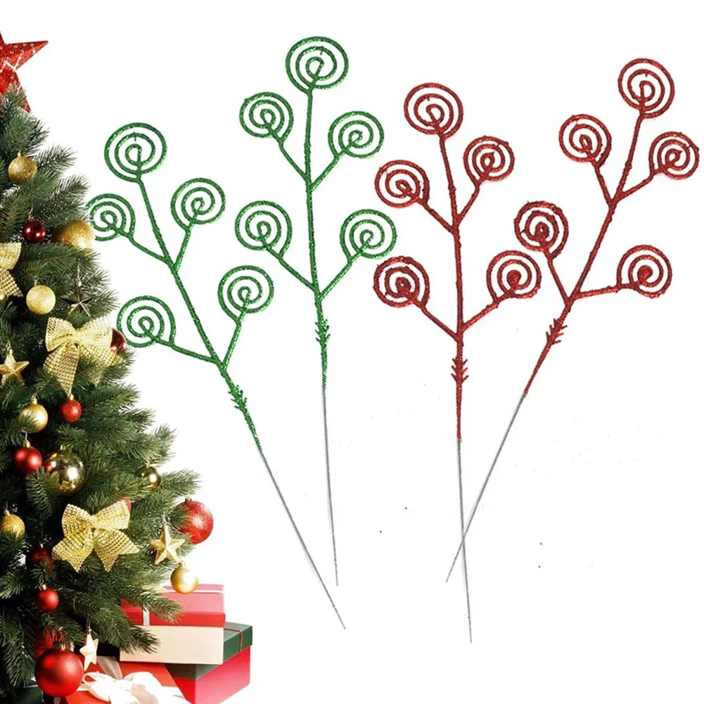 16個入り クリスマスツリーピック デコレーション キャンディケイン ウール製カーリーピック ロリポップ 大型 クリスマスツリートッパー飾り ホームベースフィラー