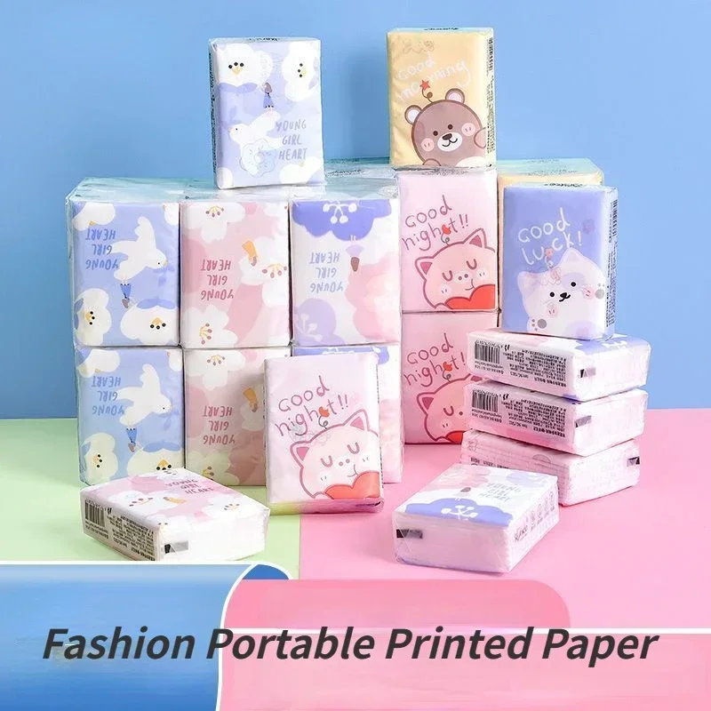 18 Packs Cute Cartoon Bear Handkerchief Paper Portable Small Virgin Wood Pulp Napkin House Facial Tissue Hand Towel Toilet Paper