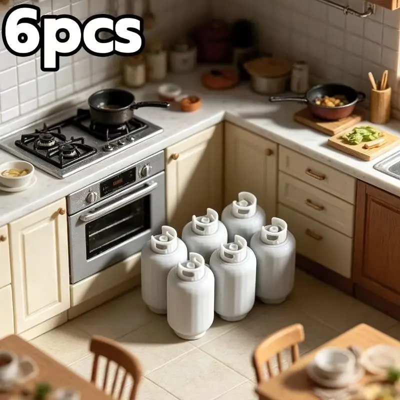 6pcs Mini Dollhouse Gas Tank Models Realistic Exterior Fine Details For Dollhouse Kitchen Decor Mini Scene DIY Projects